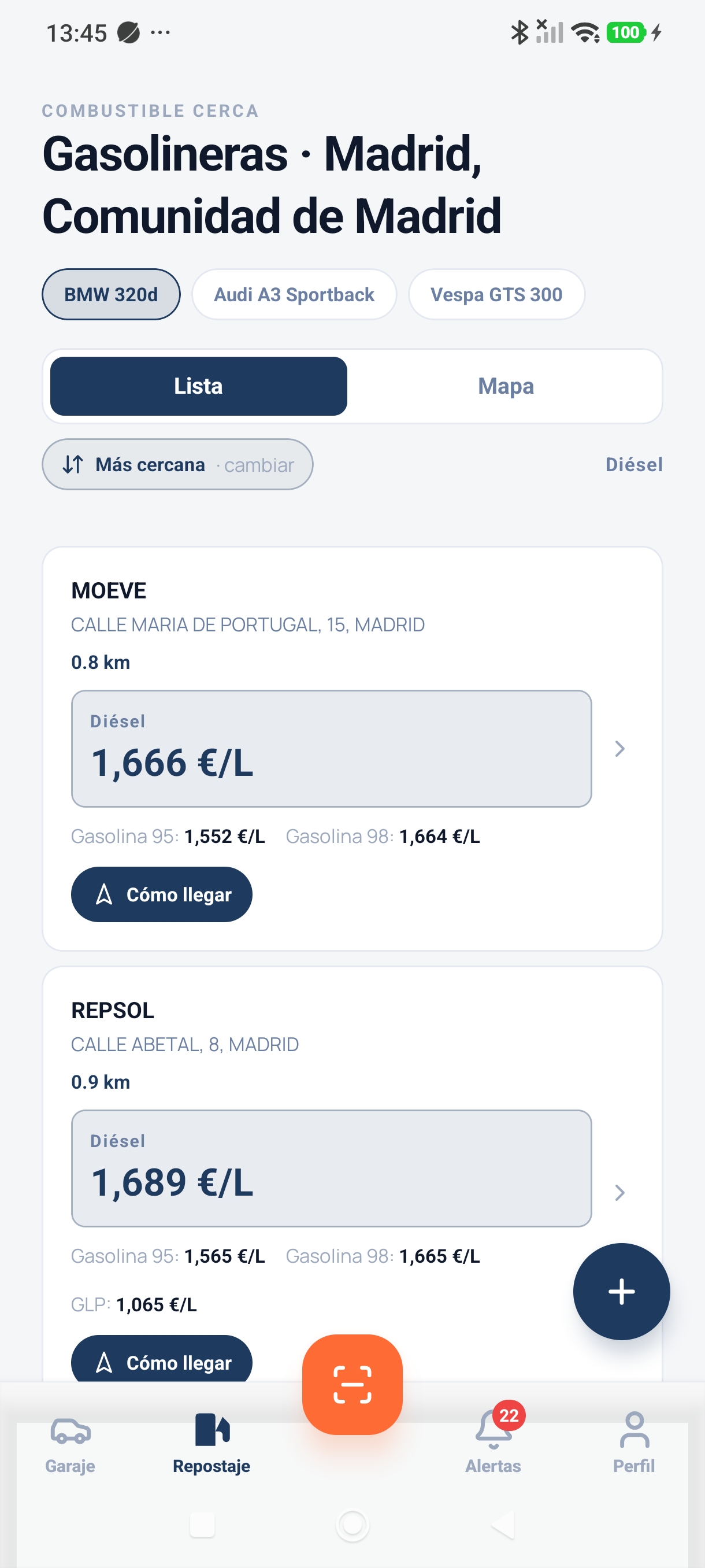 Gasolineras en tiempo real